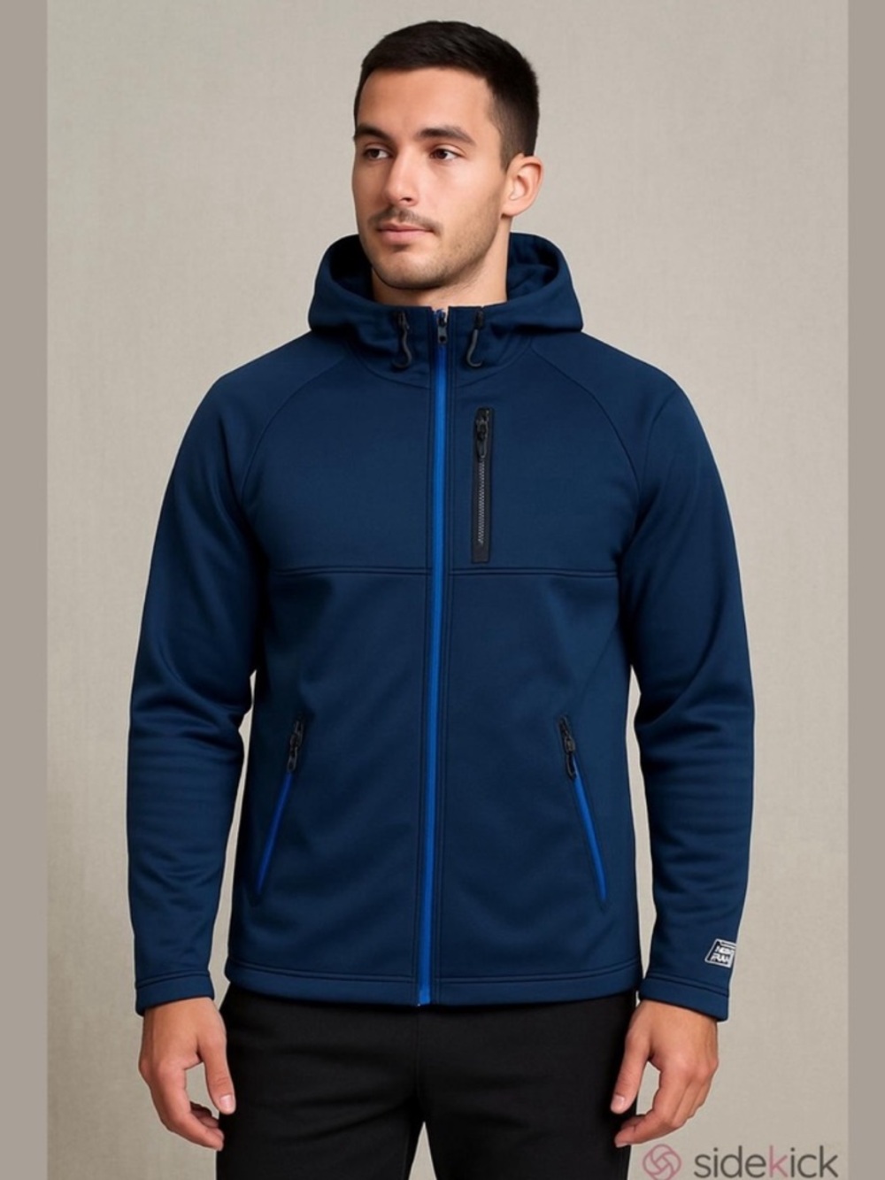 New Balance Men's Navy Waterproof Softshell 4-Way Stretch Hooded Jacket—M